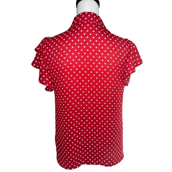 Active USA Red and White Polka Dot Short Sleeve Top Size Medium - Picture 2 of 4